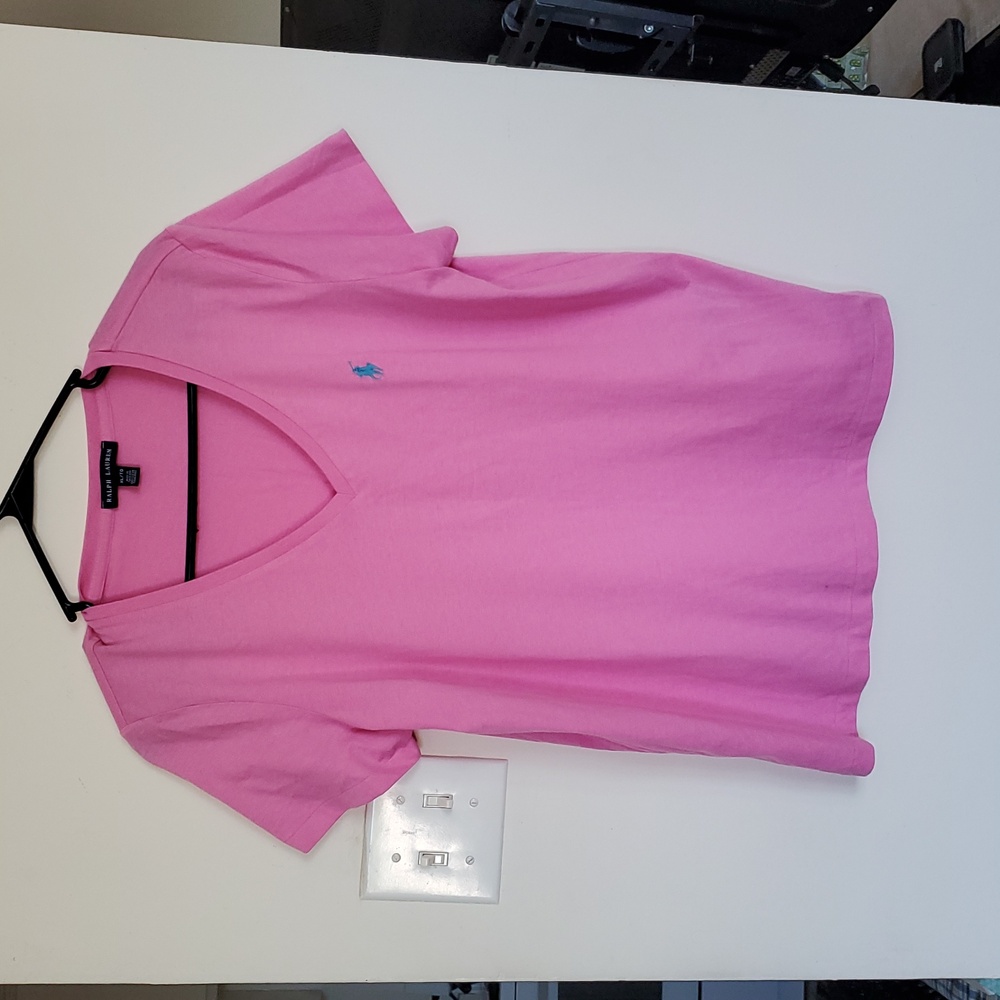 Ralph Lauren Pink Tee with Blue Logo
